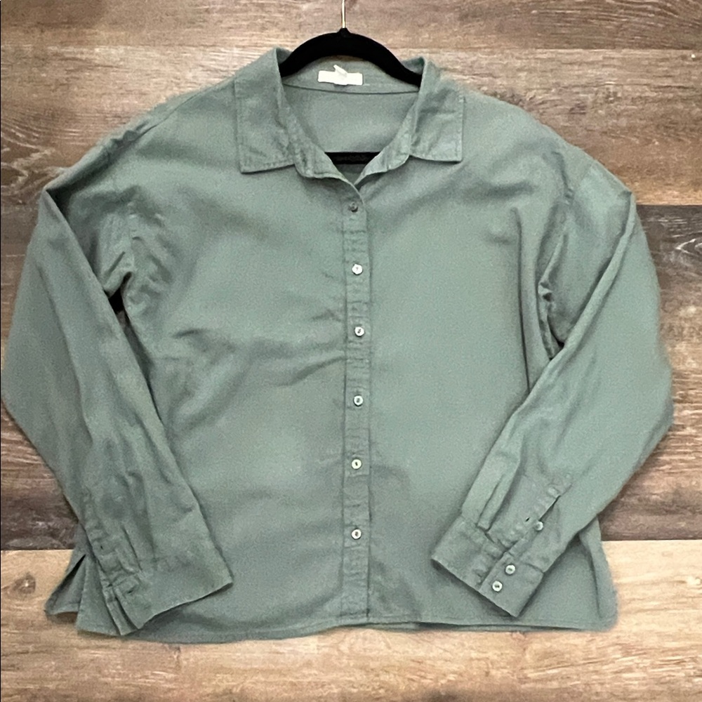 Eileen Fisher Lightweight Organic Cotton Terry Classic Collar Shirt